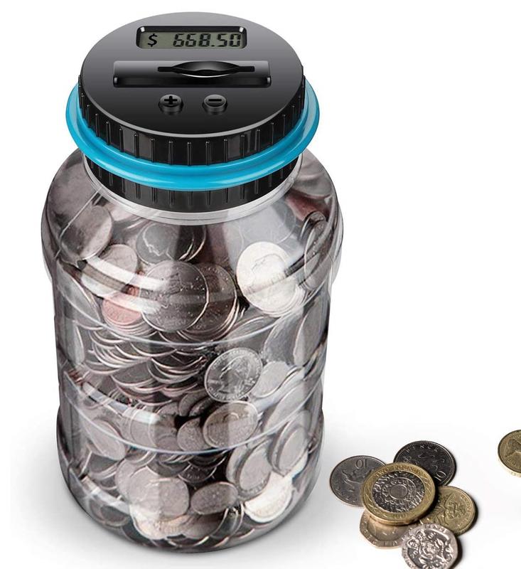 Digital Counting Coin Bank，Battery-Free Money Jar，Savings Bottle for Boys & Girls Gifts ，Room Decor & Seasonal Gifts，Piggy Bank for Budgeting