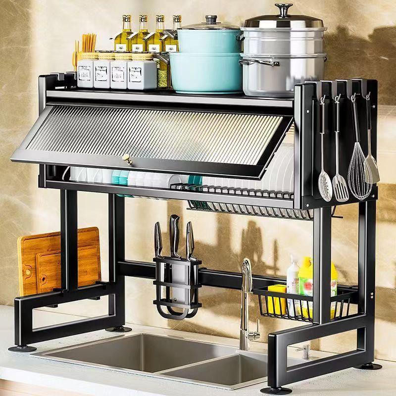 [24 ship]Kitchen storage rack, kitchen tableware rack, stainless steel tableware rack, 75-95-105cm cross sink kitchen tableware rack