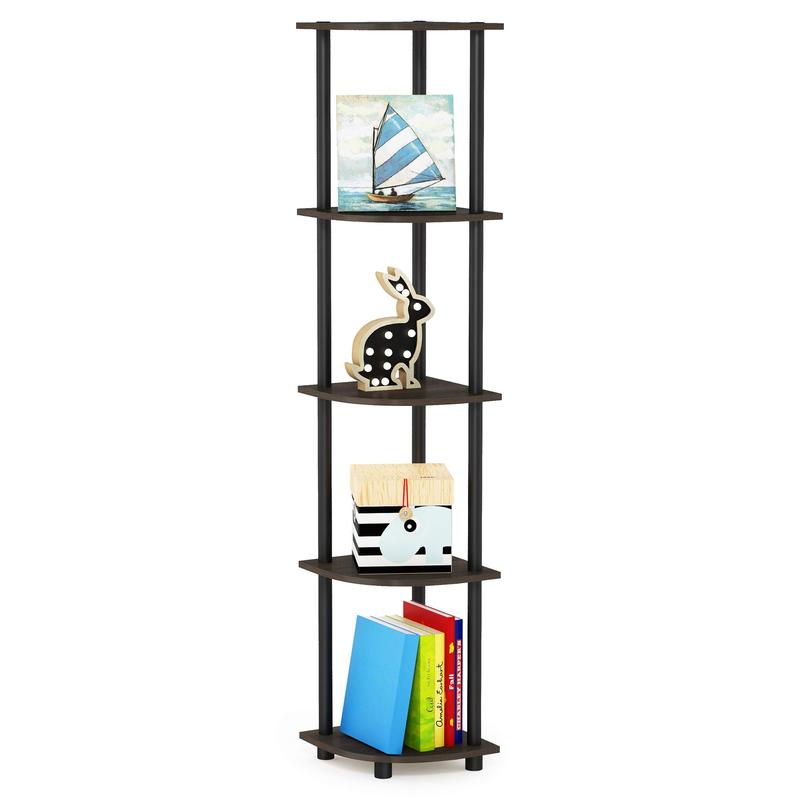 HOMLUX Turn-N-Tube 5-Tier Corner Display Rack – Dark Brown Grain Black, Multipurpose & Stylish