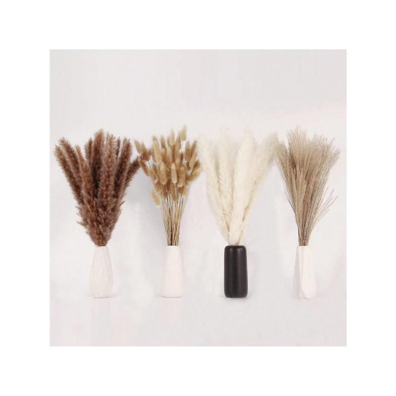 115Pcs Of Dried Pampas Grass Decoration, Pampas Grass Includes Rabbit Tail Dried Flowers, Reed Grass Bouquet For Wedding Boho Flowers Family Dining Table Decoration, Country Farmhouse Party Christmas Thanksgiving Valentine's Day Decoration Bouquet