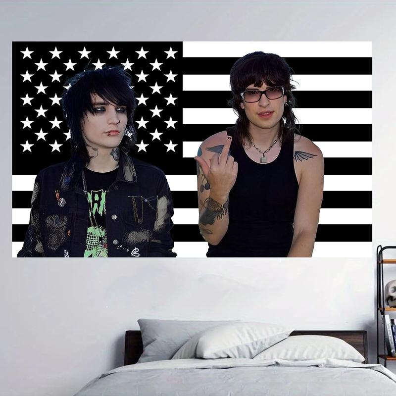 Jake Webber and Johnnie Guilbert  Black American Flag 3x5 Ft Funny Wall Tapestry  Wall Banner decor