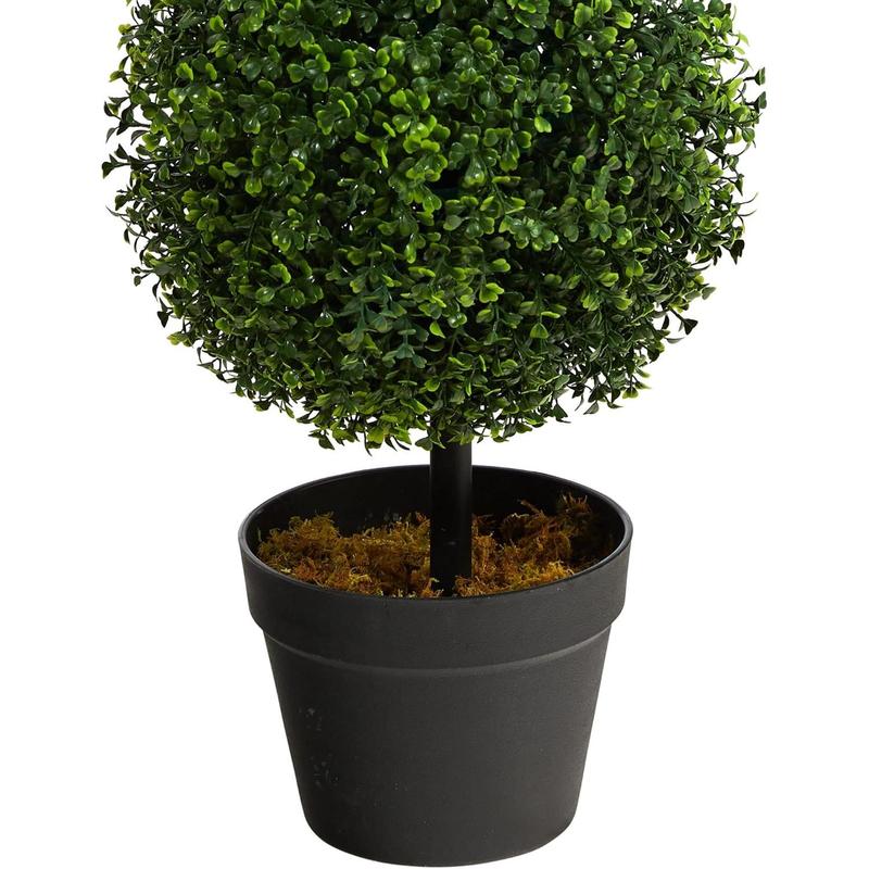 Nearly Natural 3ft. Artificial Triple Ball Boxwood Topiary Tree (Indoor Outdoor) T2021, Green