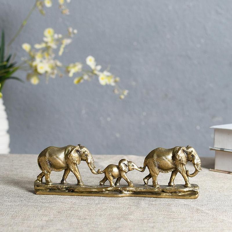 Elephant Family Design Resin Ornament, Creative Modern Desktop Decoration, Home Decor Supplies for Living Room Bedroom Office