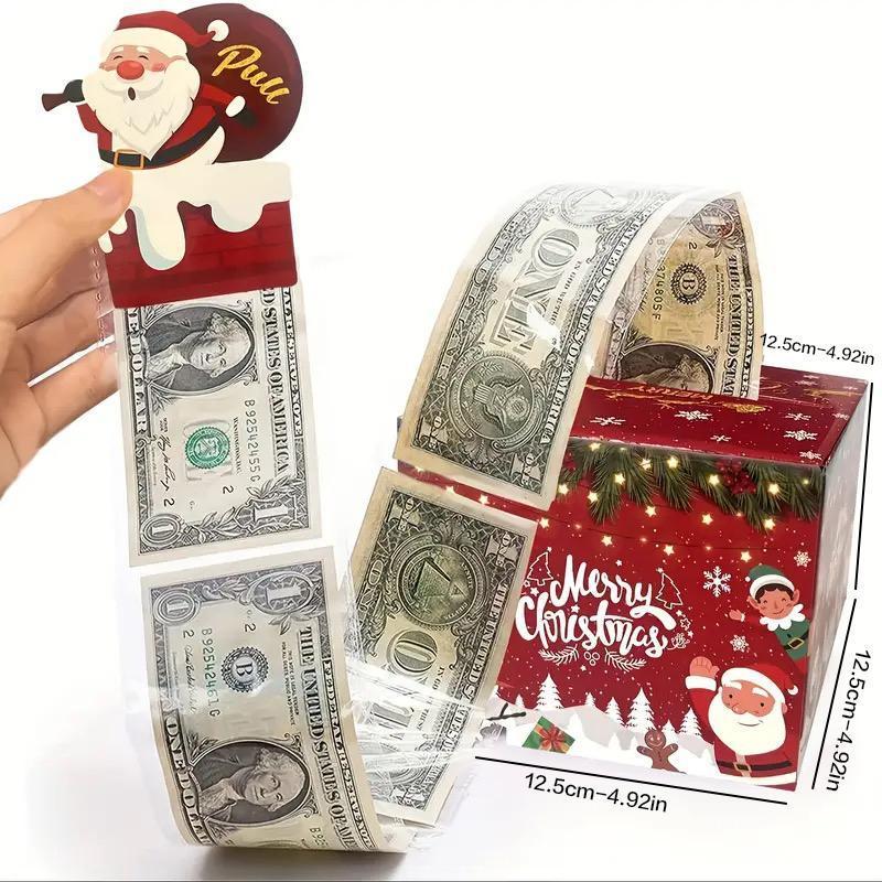 Christmas Themed Money Box, 1 Count SurpriseMoney Gift Box with Santa Claus Pattern,Creative Money Storage Box for Holiday PartyBirthday Festival