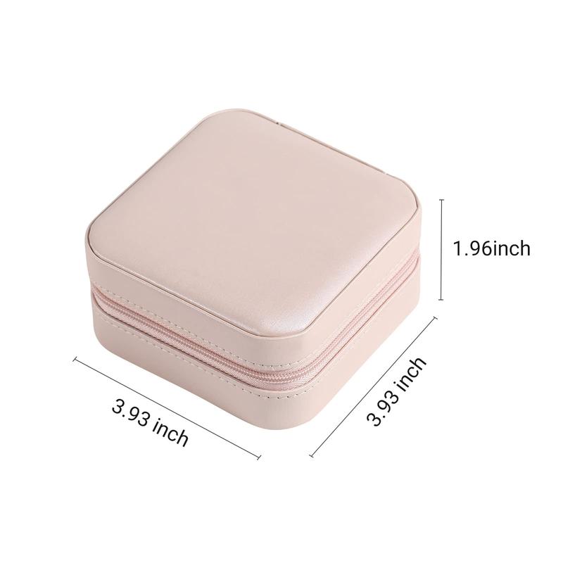 Travel Jewelry Box, Small Jewelry Box Portable Jewelry Travel Storage Display Organizer Box for Rings Earrings Necklaces Bracelets, Gift for Women, Pink