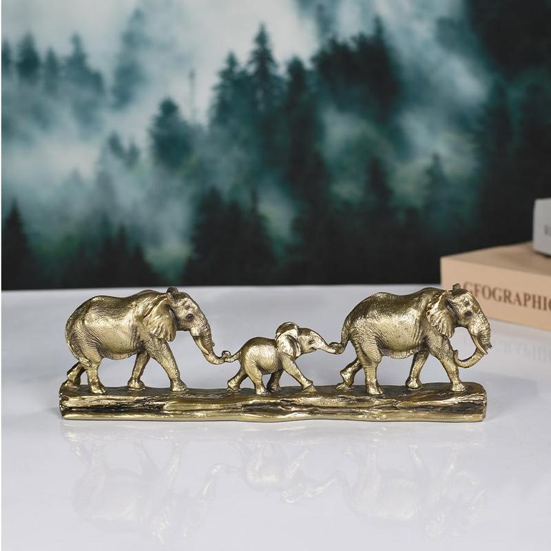 Elephant Family Design Resin Ornament, Creative Modern Desktop Decoration, Home Decor Supplies for Living Room Bedroom Office