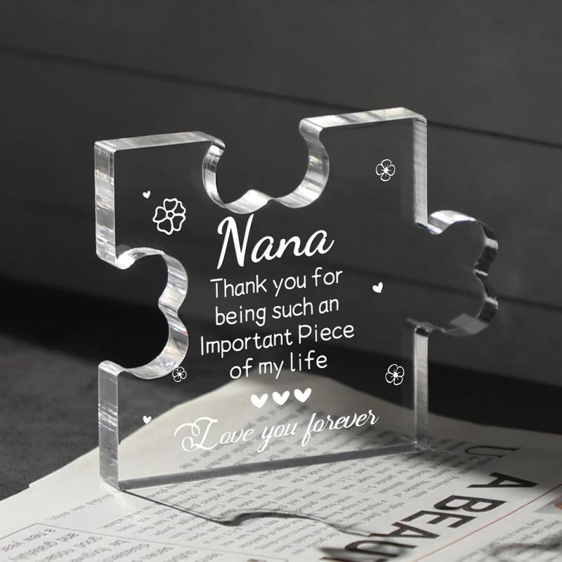 Nana Gifts Acrylic Puzzle Plaque - Christmas Birthday Gifts for Nana 3.35 x 2.76 Inch Desk Decorations - Mothers Day Anniversary Card Gifts for Nana Grandma Grammy Grandmother