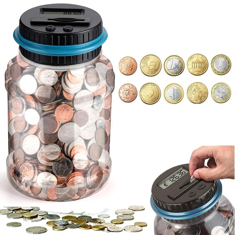 Digital Counting Coin Bank，Battery-Free Money Jar，Savings Bottle for Boys & Girls Gifts ，Room Decor & Seasonal Gifts，Piggy Bank for Budgeting