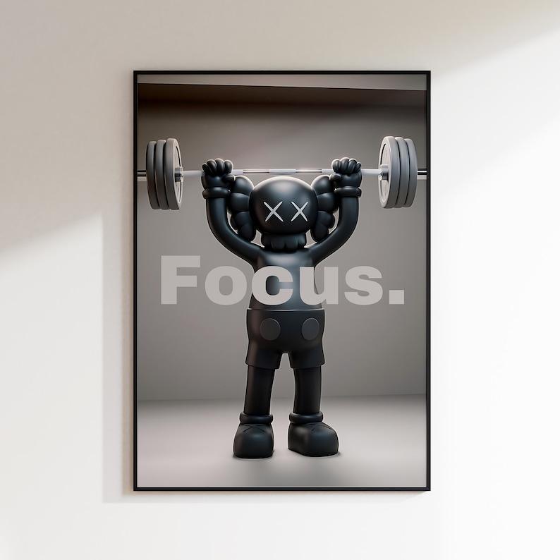 Black Kaws in Gym, Set of 3 Kaws Poster, Motivational Wall Art, Kaws Print, Motivation Print Set 3, Kaws Wall Art