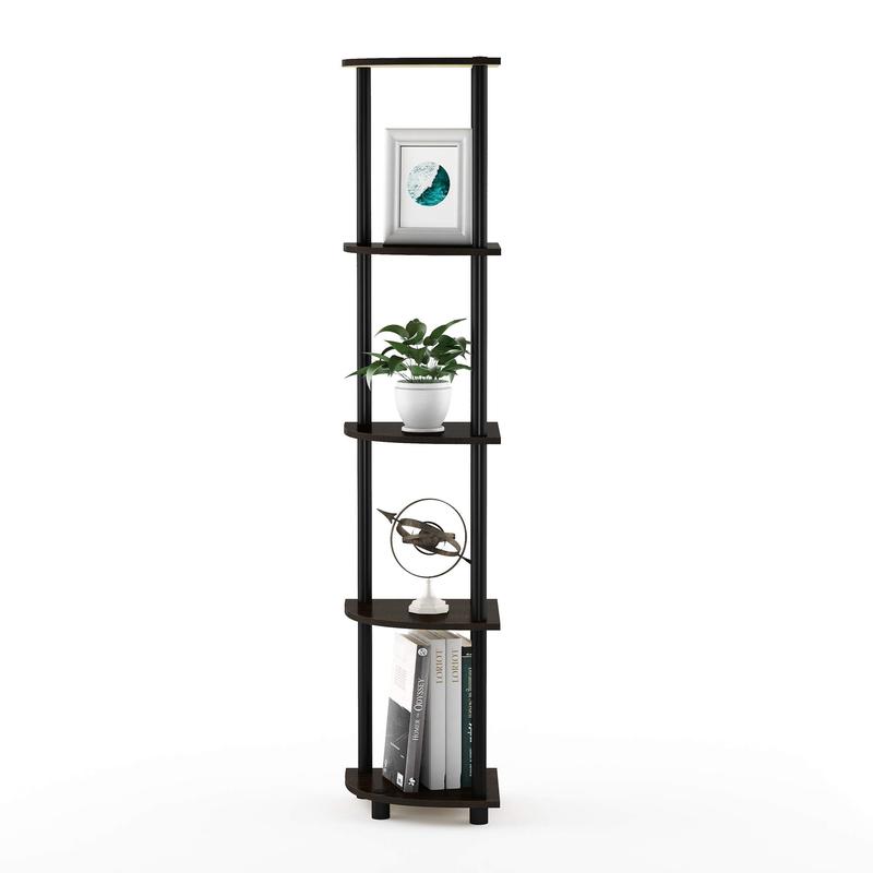 HOMLUX Turn-N-Tube 5-Tier Corner Display Rack – Dark Brown Grain Black, Multipurpose & Stylish