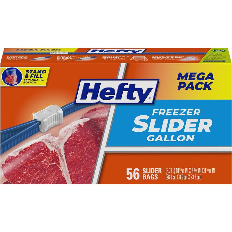 Hefty Slider Freezer Storage Bags, Gallon Size, 56 Count Reynolds Consumer Products