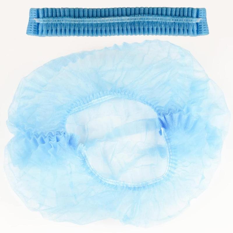 Disposable Bouffant Caps 100 Pcs 21inches Hair Net  Elastic Dust Cap for Food Service, Kitchen Head Cover (Blue)(Creative Home) Shower