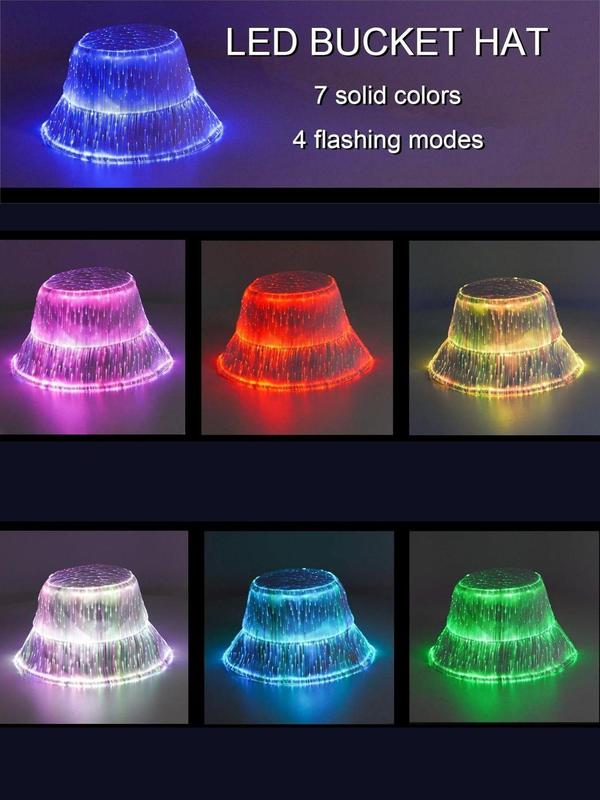 LED Light Up Bucket Hat, Glow in The Dark Bucket Hat, Fashion Hat for Men & Women for Party Clothing Decor, Trendy All-match & Exquisite Hat for Birthday Gift