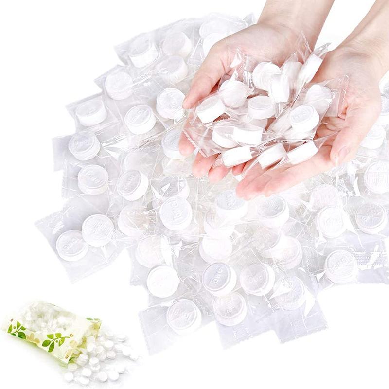 100Pcs Compressed Towel Tablets - Facial Tissue Compressed Disposable Face Towel Tablets Travel Towels Compressed Magic Towels for Face Cleaning - Camping Essentials Washcloths for Face Camping Towel