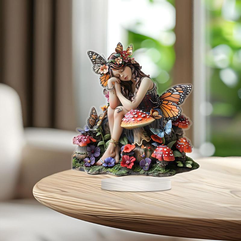 Butterfly Fairy Pattern Acrylic Plaque, Decorative Plaque, Desktop Decoration Sign for Home and Office, Home Decor, Holiday Gift