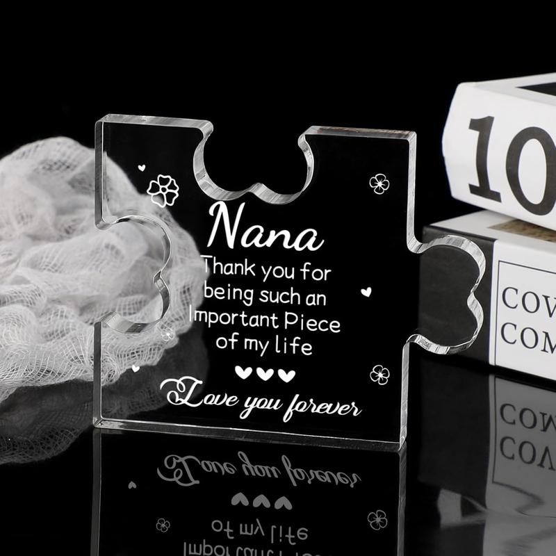 Nana Gifts Acrylic Puzzle Plaque - Christmas Birthday Gifts for Nana 3.35 x 2.76 Inch Desk Decorations - Mothers Day Anniversary Card Gifts for Nana Grandma Grammy Grandmother