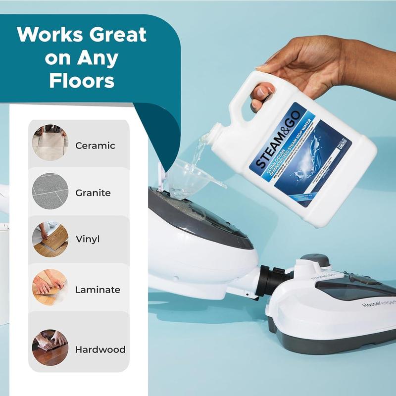 Steam & Go Demineralized Water for Steam Cleaner, PVC-Free Floor Cleaner Liquid Compatible With Any Mop Steamer, Ready-to-Use Multisurface Cleaner, Scented Mop Solution, Clean Ocean, 32 oz