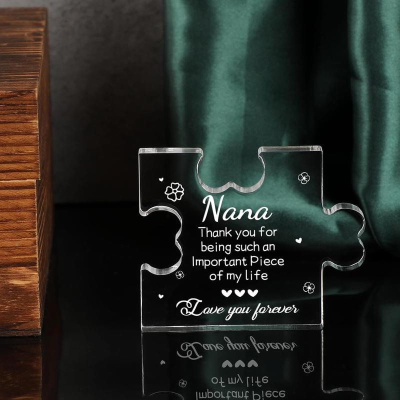 Nana Gifts Acrylic Puzzle Plaque - Christmas Birthday Gifts for Nana 3.35 x 2.76 Inch Desk Decorations - Mothers Day Anniversary Card Gifts for Nana Grandma Grammy Grandmother