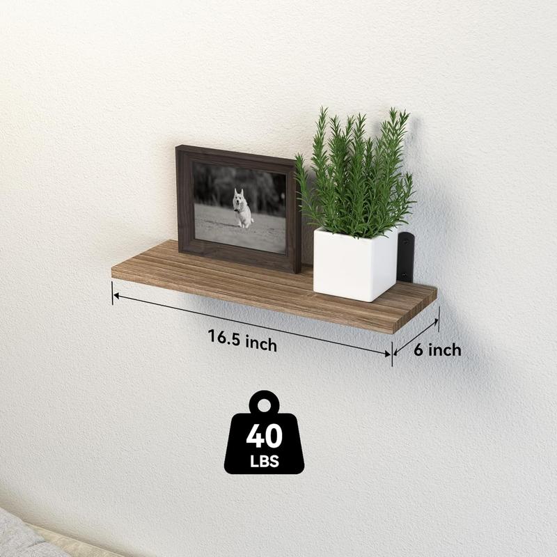 Floating Shelves, 3 Sets Wall Shelves, Wooden Floating Shelves for Wall Décor, Wall Mounted Floating Bathroom Shelf for Storage, Floating Book Shelf for Bedroom, Living Room – Rustic Brown