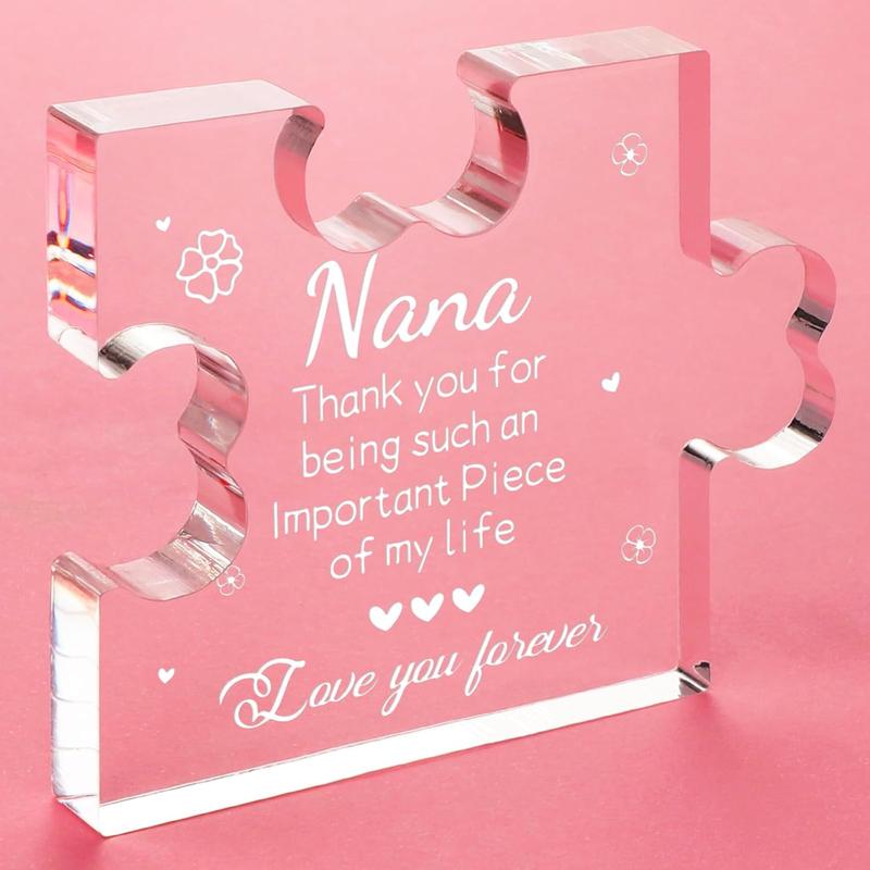 Nana Gifts Acrylic Puzzle Plaque - Christmas Birthday Gifts for Nana 3.35 x 2.76 Inch Desk Decorations - Mothers Day Anniversary Card Gifts for Nana Grandma Grammy Grandmother