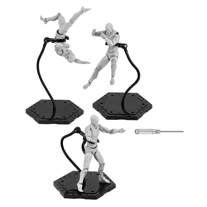 3 Pack Black Action Figure Stand,Action Figure Display Holder Stand Base,Compatible with HG RG SD SHF Gundam 1 144 Toy,Doll Stop Motion Holder Stand with Screwdriver