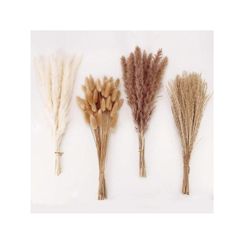 115Pcs Of Dried Pampas Grass Decoration, Pampas Grass Includes Rabbit Tail Dried Flowers, Reed Grass Bouquet For Wedding Boho Flowers Family Dining Table Decoration, Country Farmhouse Party Christmas Thanksgiving Valentine's Day Decoration Bouquet