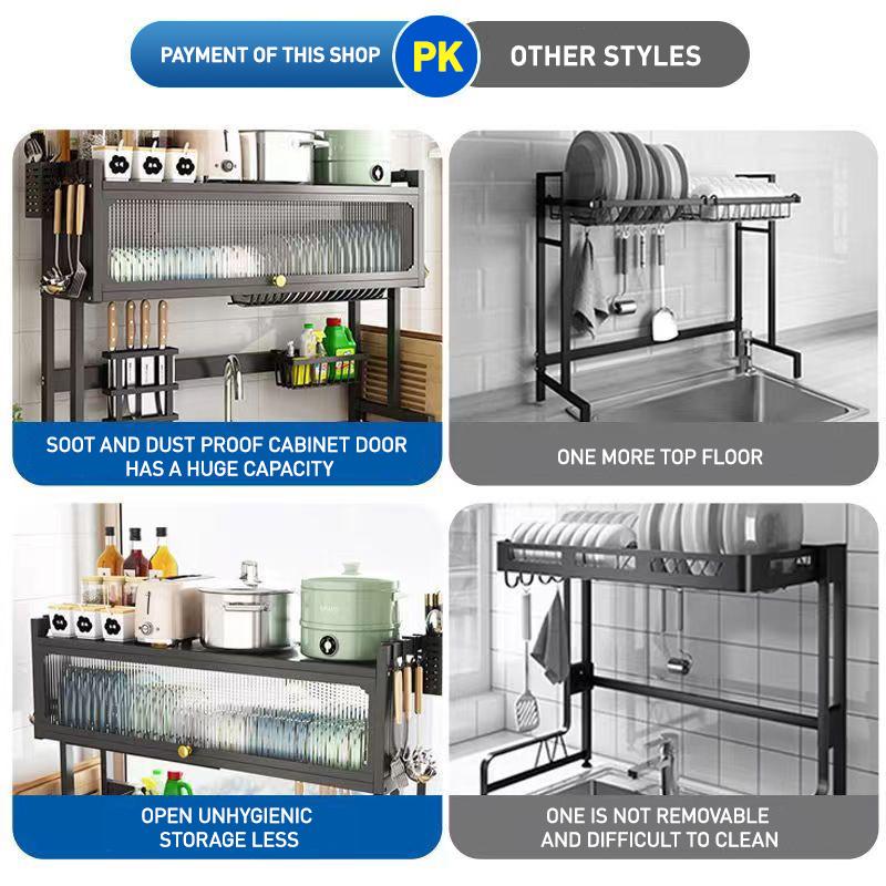 [24 ship]Kitchen storage rack, kitchen tableware rack, stainless steel tableware rack, 75-95-105cm cross sink kitchen tableware rack