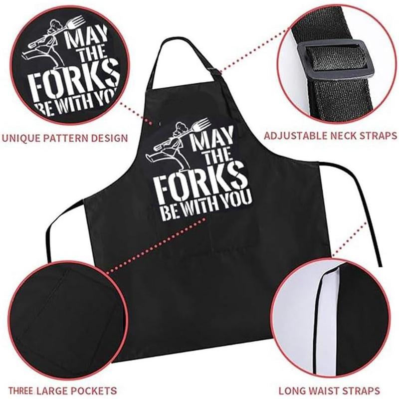 Funny Aprons For Men,Black Apron With Pockets Mens, For Kitchen Cooking, Bbq, Baking, Gifts For Husband, Dad