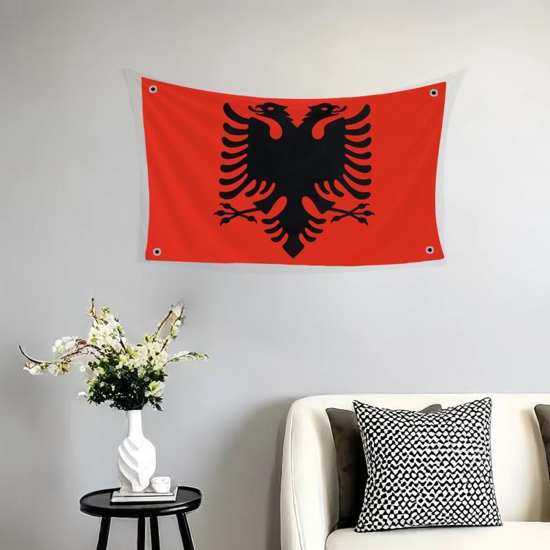 Albania Flag, 3x5ft ALB AL Albanian National Flag, Double Printed Albania Eagle Flag Banner