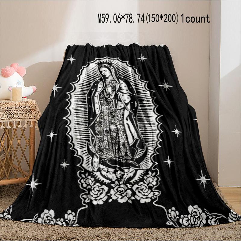 Our Lady Of Guadalupe Pattern Tapestry, 1 Count Soft Warm Throw Blanket, Air-conditioned Room Blanket for  Sofa, Office, Camping, Home