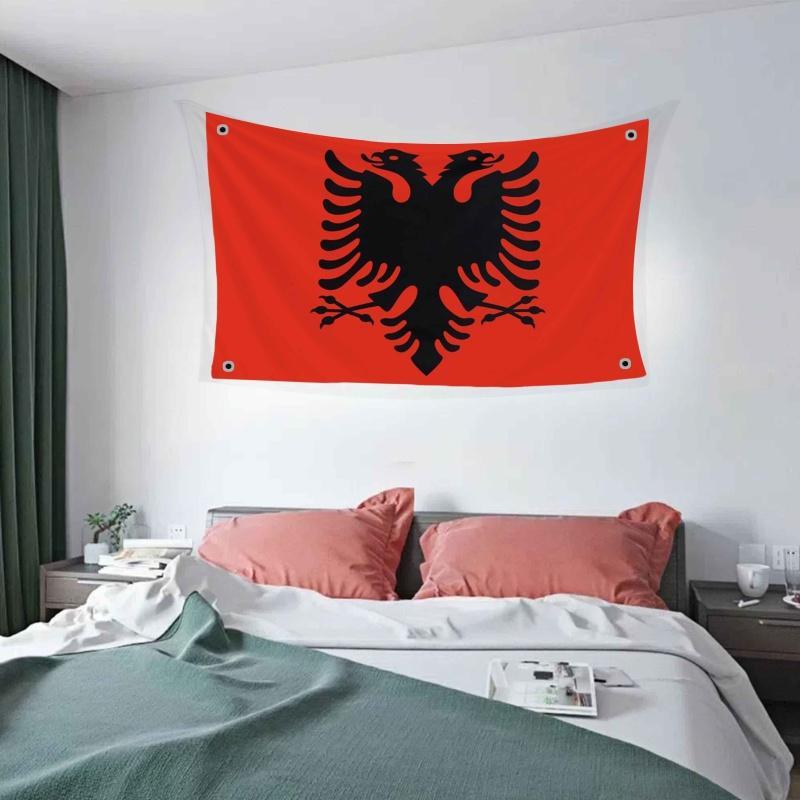 Albania Flag, 3x5ft ALB AL Albanian National Flag, Double Printed Albania Eagle Flag Banner