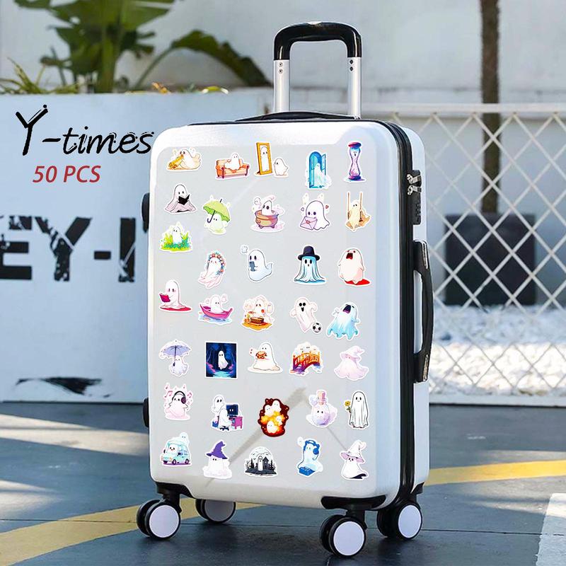 50pcs Cute Cartoon Ghost Pattern Sticker, Naughty Stickers, Creative Multi-purpose Sticker for Diy Craft, Waterproof Decorative Sticker for Car Bike Laptop Phone Luggage Guitar Water Bottle