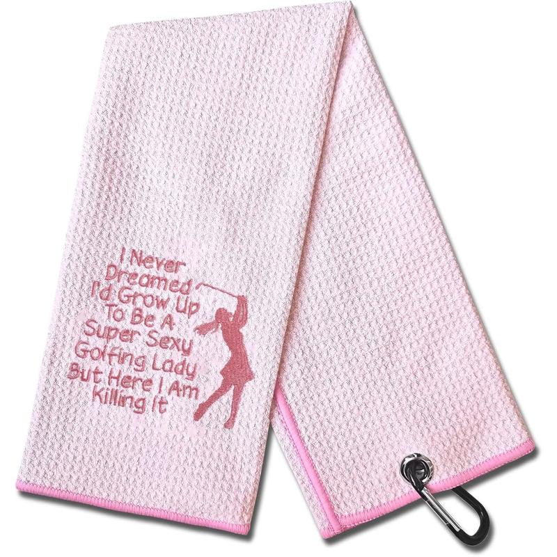 Super Sexy Golfing Lady Funny Golf Towel, Embroidered Green Golf Towels for Golf Bags with Clip, Golf Gifts for Men Woman, Birthday Gifts for Golf Fan, Retirement Gift, Mom Golf Towel