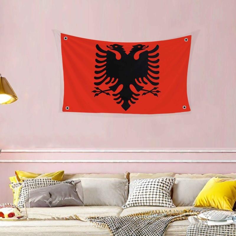 Albania Flag, 3x5ft ALB AL Albanian National Flag, Double Printed Albania Eagle Flag Banner