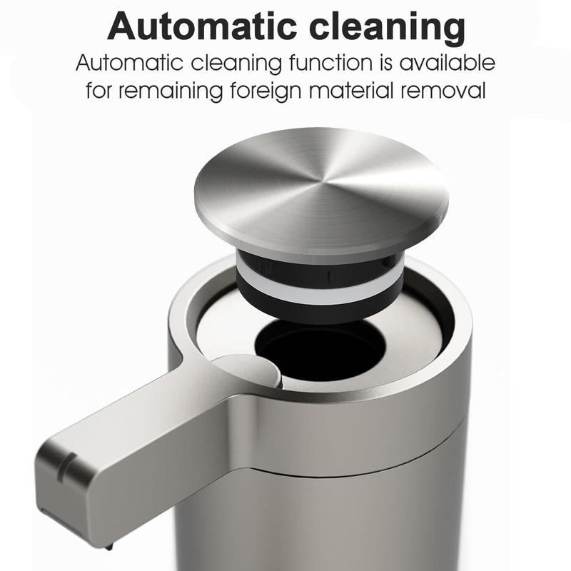 Stainless Steel Automatic Soap Dispenser, 1 Count Touchless Electric Sensor Hand Free Liquid Soap Dispenser with 3 Adjustable Dosage Control, Type-C Rechargeable