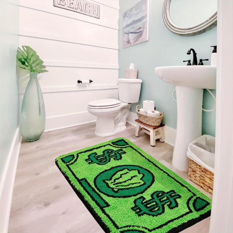 Cartoon Money Pattern Bath Mat, 1 Count Non-slip Soft Absorbent Bath Rug, Area Rug, Floor Mat for Bathroom Kitchen Home Decor