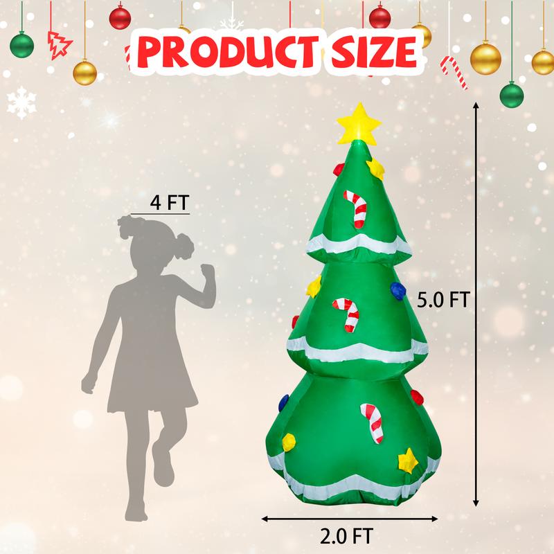 GOOSH 7.8 FT Christmas Inflatables Tree with Built-in LEDs for Outdoor Decorations - Fast Inflation and Certified Safety