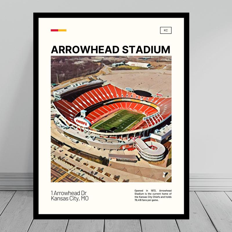 Arrowhead Stadium Print Unframed | Kansas City Chiefs Poster No Frame | Sport Art | Stadium Poster | Physical Oil Painting Print | Modern Art | Travel Art