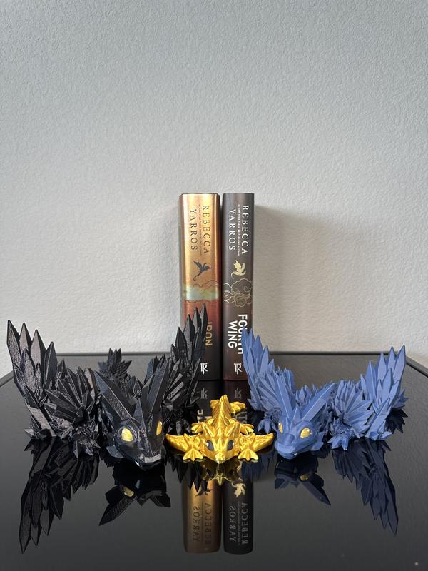 Black, Navy Blue, and Gold Dragon Combo Set | Articulating Dragons | Bookshelf Decor