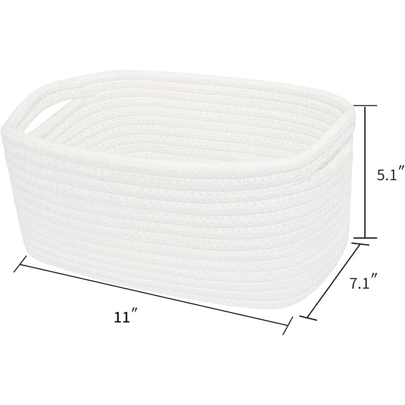 Small White Basket, Soft Woven Baskets for  and  Toys Organizer, Decorative Shelves Closet Organizing Easter Baskets Chest Box, Empty Gift Basket