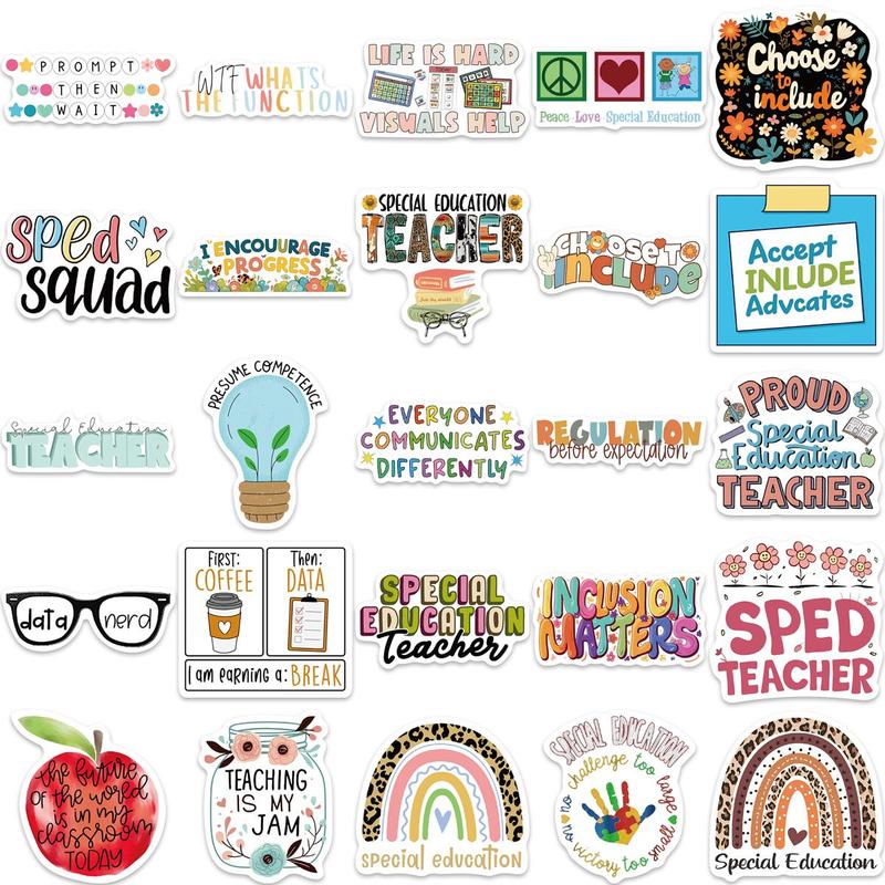 Cartoon Teacher Themed Sticker (50pcs), Self Adhesive Decorative Sticker, DIY Decals for Water Bottle, Laptop, Phone Case, Scrapbooking, Journal Making