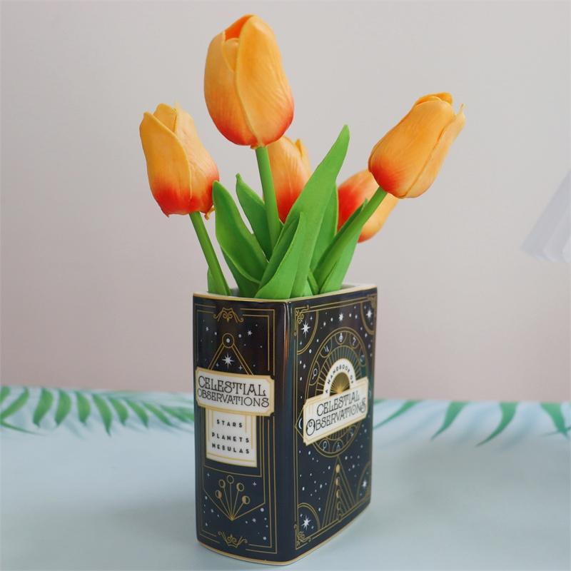 Tarot Card Book Design Ceramic Vase, Creative Desktop Decoration, Home Decor Ornament, Book Lovers Collection Gift [without Flower]