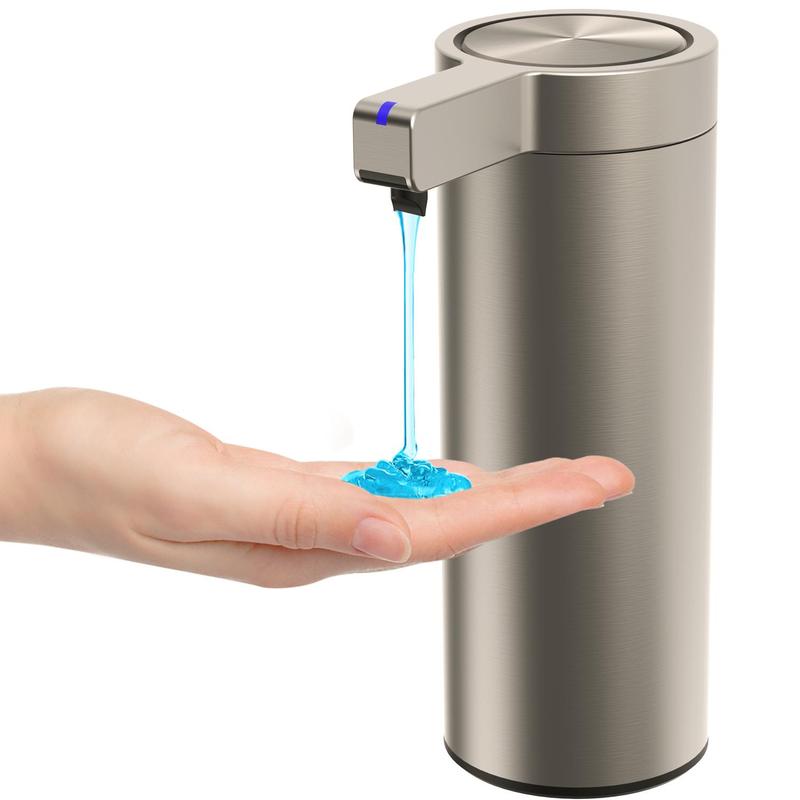 Stainless Steel Automatic Soap Dispenser, 1 Count Touchless Electric Sensor Hand Free Liquid Soap Dispenser with 3 Adjustable Dosage Control, Type-C Rechargeable