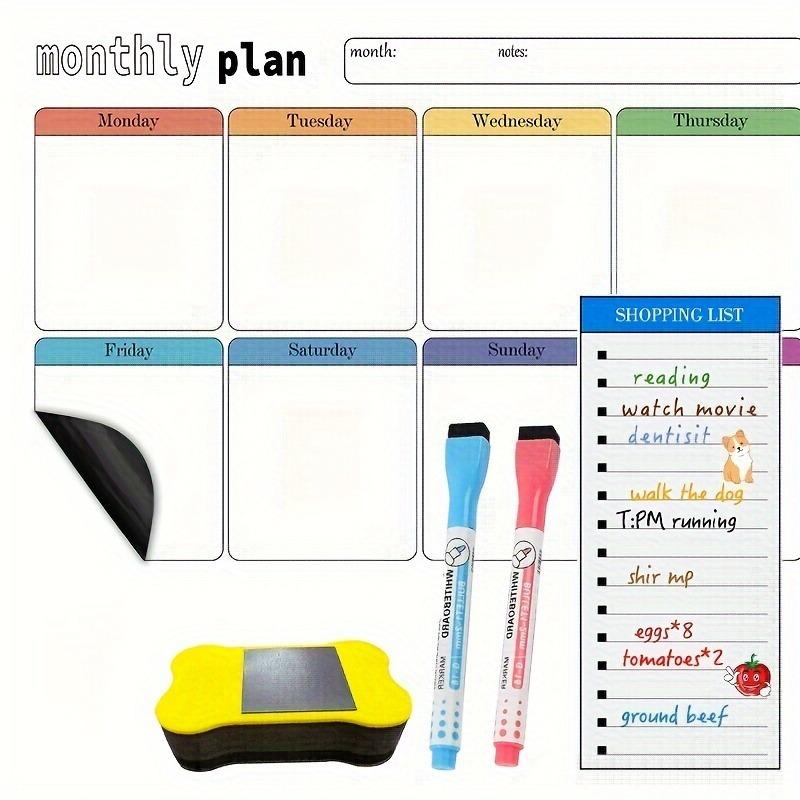 Refrigerator Magnet Calendar - Set of Magnetic Chore & Shopping List Boards - Home & Office Presentation Supplies - Office Accessories - Decor