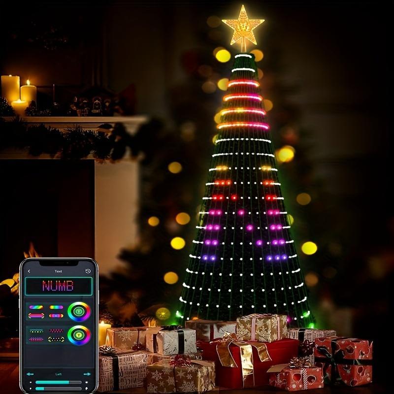 Smart Christmas Tree Light, LED Light with Music Sync, Dynamic DIY Christmas Tree Light with Remote & APP Control, Decorative Light for Indoor & Outdoor