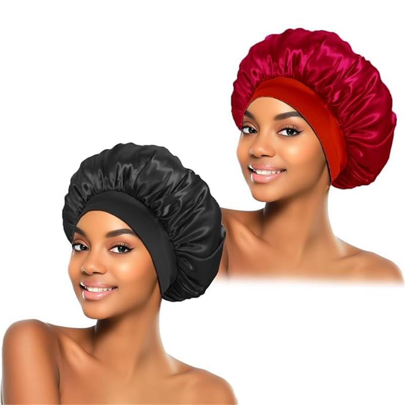 2Pcs Silk Bonnet Cap for Sleeping, Satin Hair Bonnets