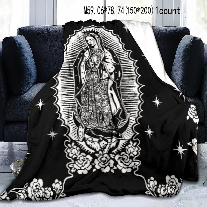 Our Lady Of Guadalupe Pattern Tapestry, 1 Count Soft Warm Throw Blanket, Air-conditioned Room Blanket for  Sofa, Office, Camping, Home