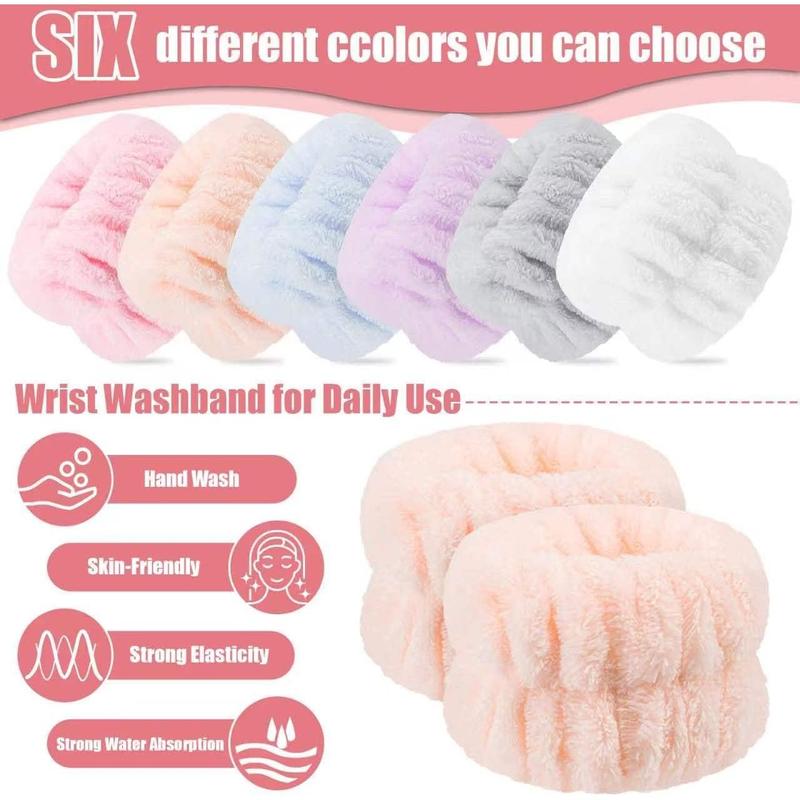 12Pack Wrist Washband Set,Face Washing Wristbands, Microfiber Wrist Spa Wash Washband, Wrist Towels for Washing Face, Prevent Liquid from Spilling Down Your Arms.