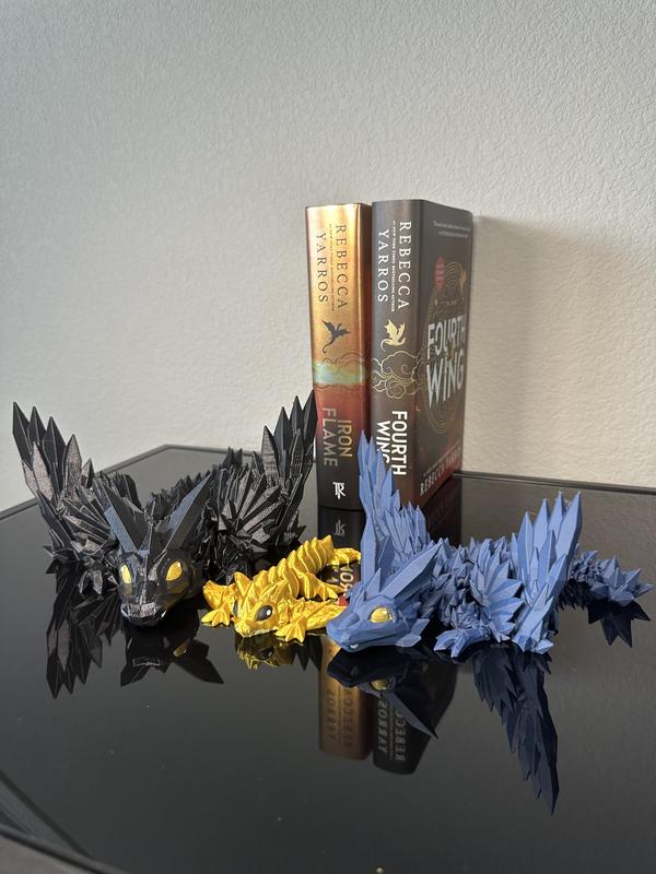 Black, Navy Blue, and Gold Dragon Combo Set | Articulating Dragons | Bookshelf Decor