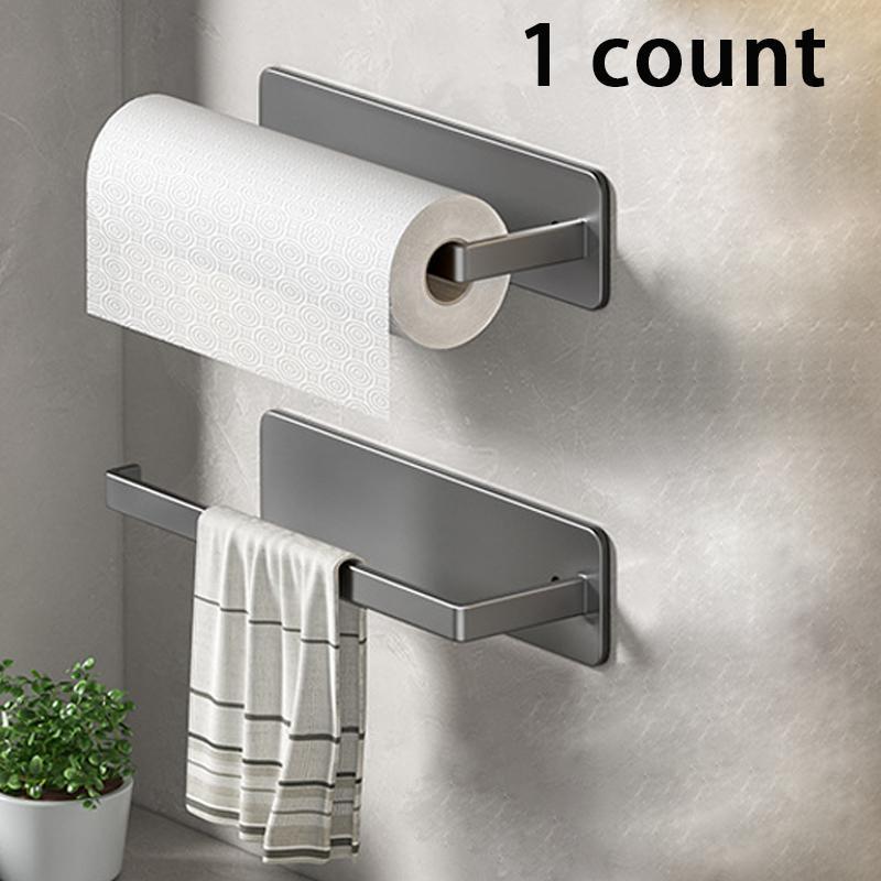 Wall Mounted Kitchen Tissue Holder, 1 Count Kitchen Roll Hanger, Carbon Steel Cling Film Holder, Punch-free Paper Towel Holder, Household Items